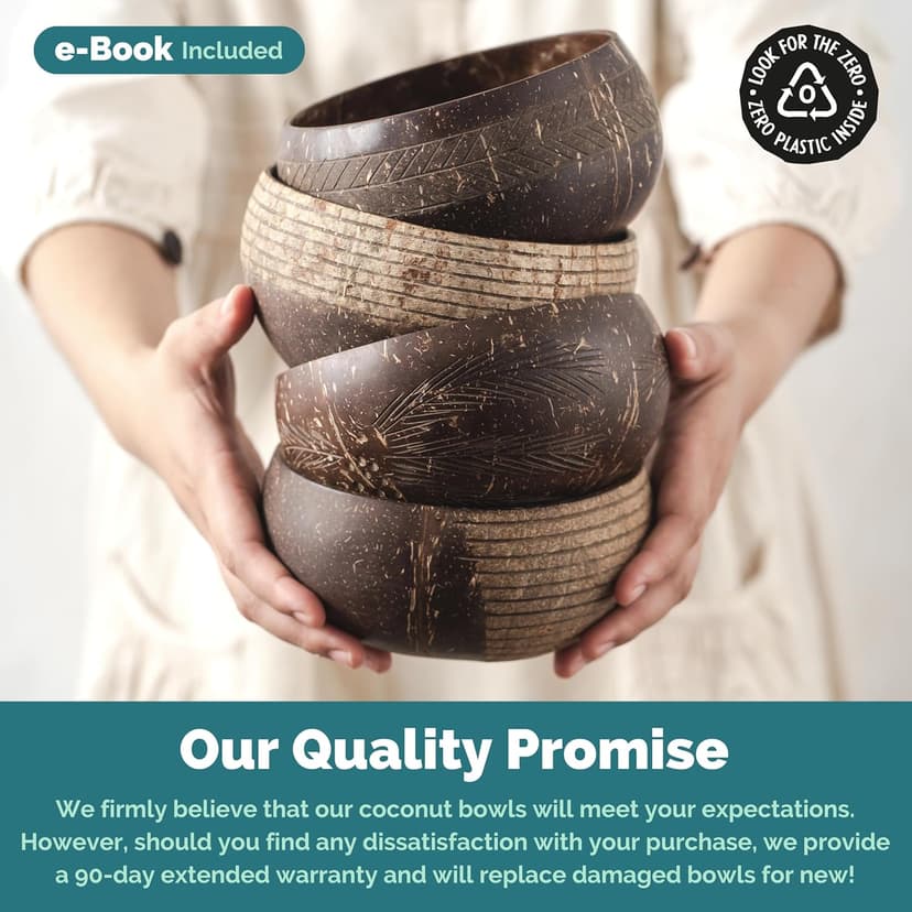 Jungle Culture 2 Polished Coconut Bowl & Wooden Spoons Set with Bamboo Straws • Natural Yoghurt & Smoothie Bowls Ideal for Ninja Creami • Healthy Coco Shell Buddha, Acai • Eco Friendly Vegan Gifts