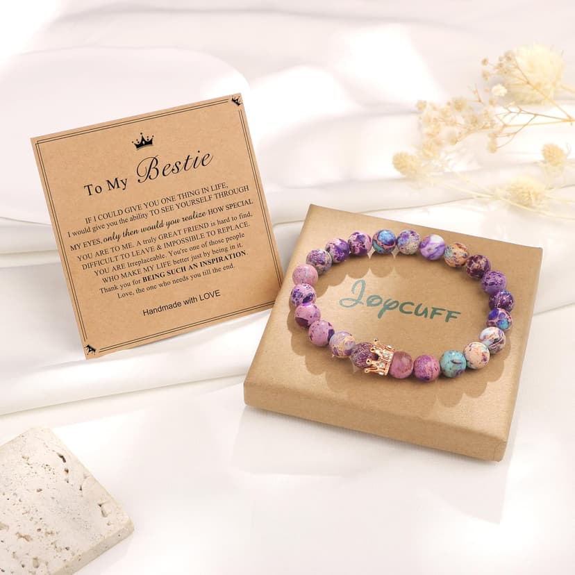 JoycuFF Woman Birthday Gifts Idea Friendship Gifts For Women Best Friends Besties Aunt Female Mom Daughter Granddaughter Gf Anniversary Christmas Graduation Healing Stone Crown Gifts For Her