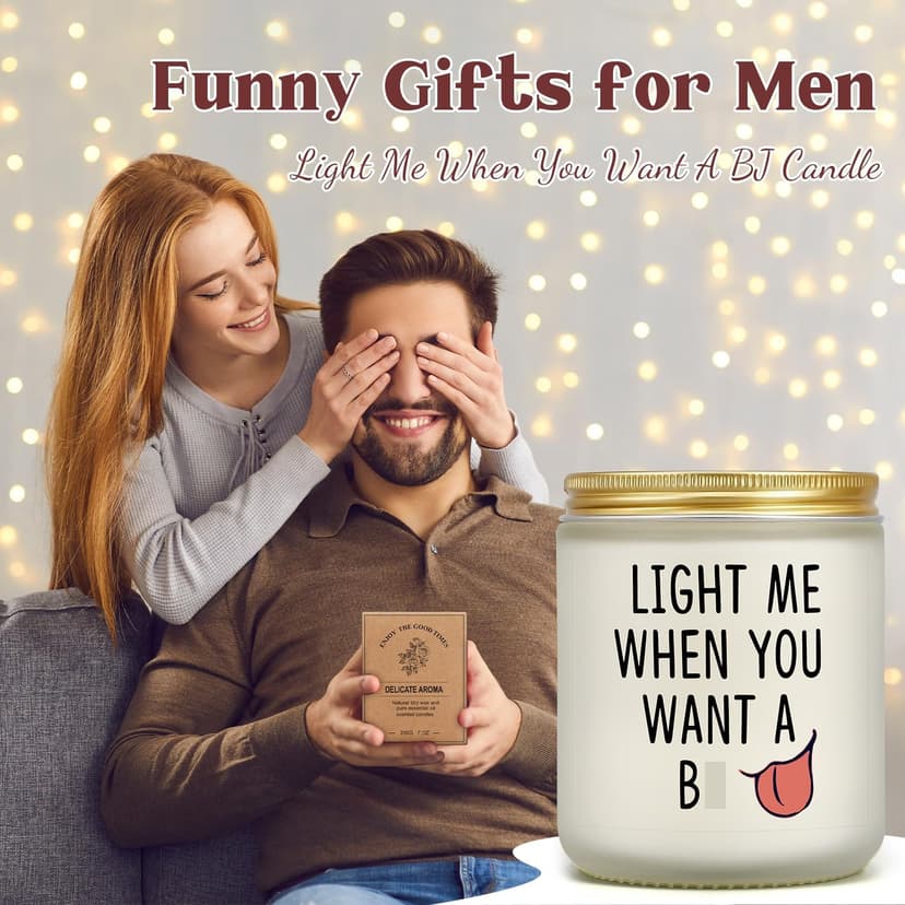 Gifts for Him - Light Me When You Want A B Candle, Funny Birthday Gifts for Men Naughty Valentines Day Engagement Anniversary Christmas Gift for Husband Boyfriend Fiance Guy