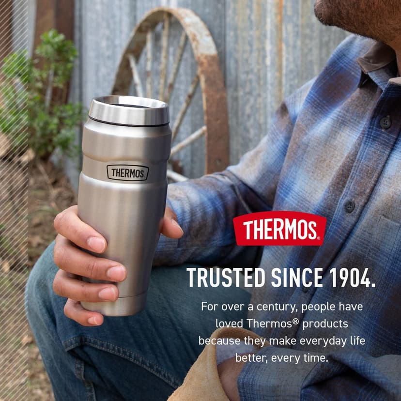 THERMOS Stainless King Vacuum-Insulated Travel Tumbler, 16 Ounce, Matte Steel