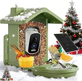 Smart Bird Feeder with Camera Solar Powered, AI Birds Species Identification, 2.5K HD Video Bird House with Camera for Outside, Weatherproof Design Ideal Gifts for Christmas, Bird Lovers, Green