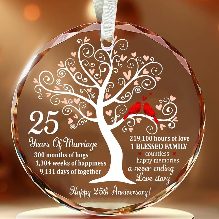 25th Wedding Anniversary Glass Ornament – Silver Wedding for Parents, Couple, Wife, or Husband – Unique 25 Years Marriage Christmas Decoration Keepsake