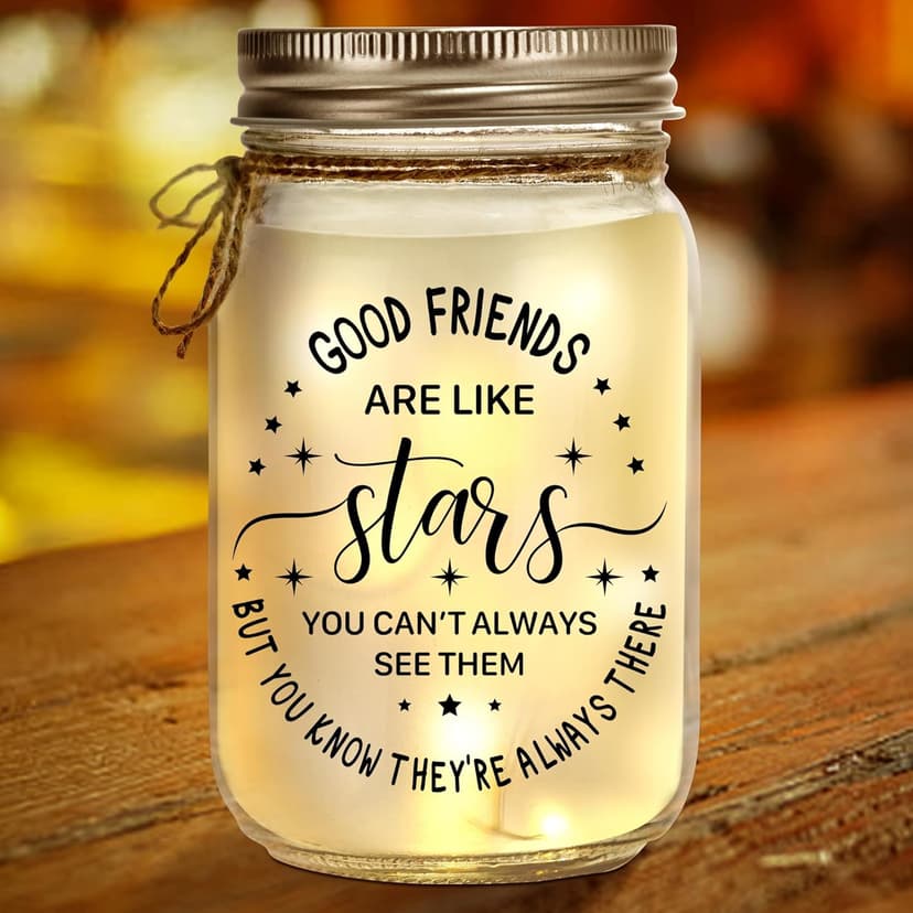 Kenon Mason Jar Night Light for Bestie, Birthday Day Gifts for Women, Home Decoration Lights, Personalized Mason Jar Mothers Day Christmas Gifts for Best Friends Sister