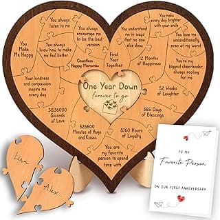1 Year Anniversary Wood Gifts for Him Boyfriend - One Year Anniversary Wooden Gifts for Men, First Anniversary Wedding Gift for Husband Wife
