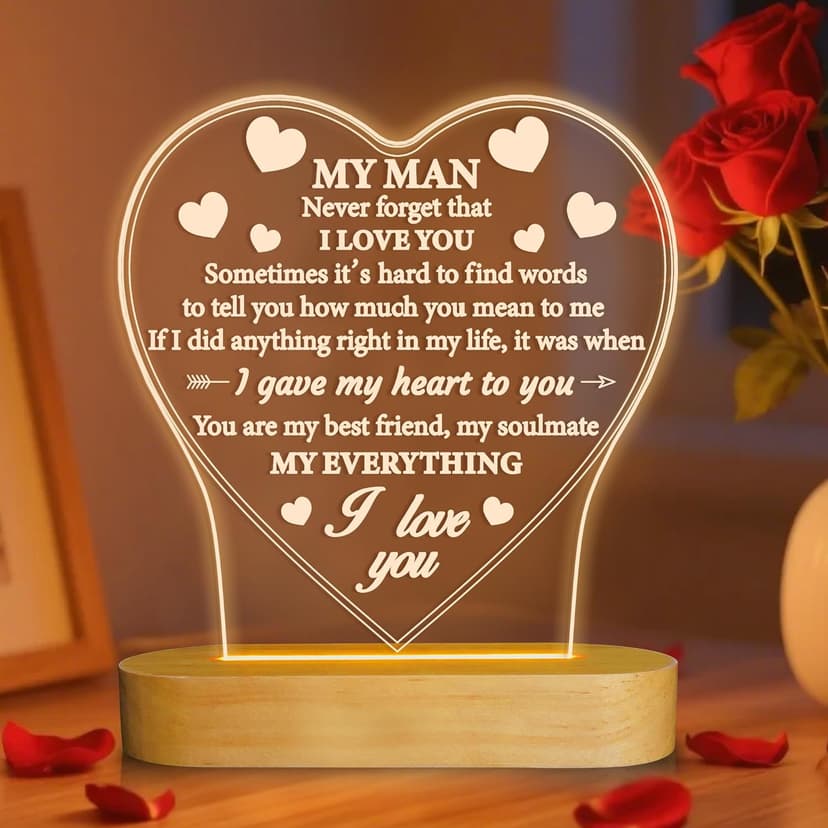 Gifts for Him, I Love U to My Husband's Gifts with Warm Light for Home Decor, Gifts for Birthday, Xmas,Holidays, A Thankyou Gifts for Him Husband Boyfriend My Man