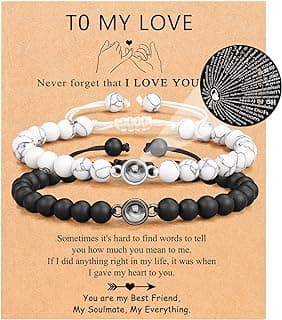 UNGENT THEM I Love You 100 Languages Bracelets Couples Gifts To My Men, Boyfriend, Girlfriend, Husband, My Love, Soulmate, Fiance - Anniversary Valentines Day Birthday Christmas Gift for Him and Her