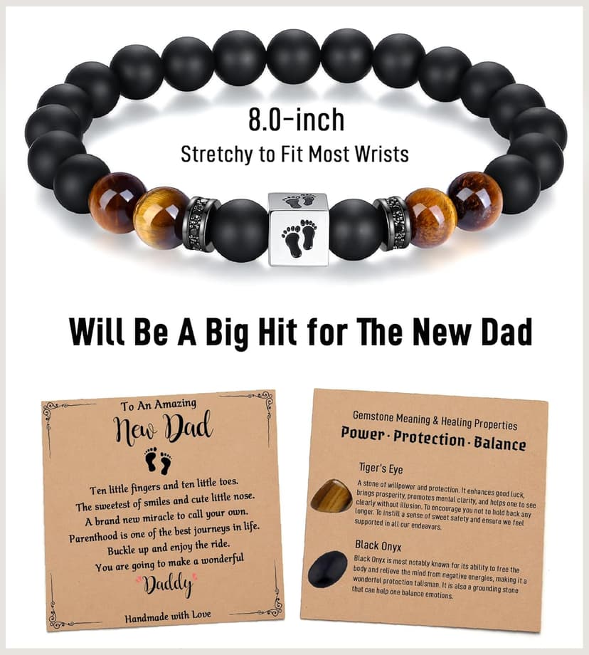 TONY & SANDY First Time Dad Gifts, Daddy to be Bracelet, New Dad Gifts for Men on Father's Birthday Christmas