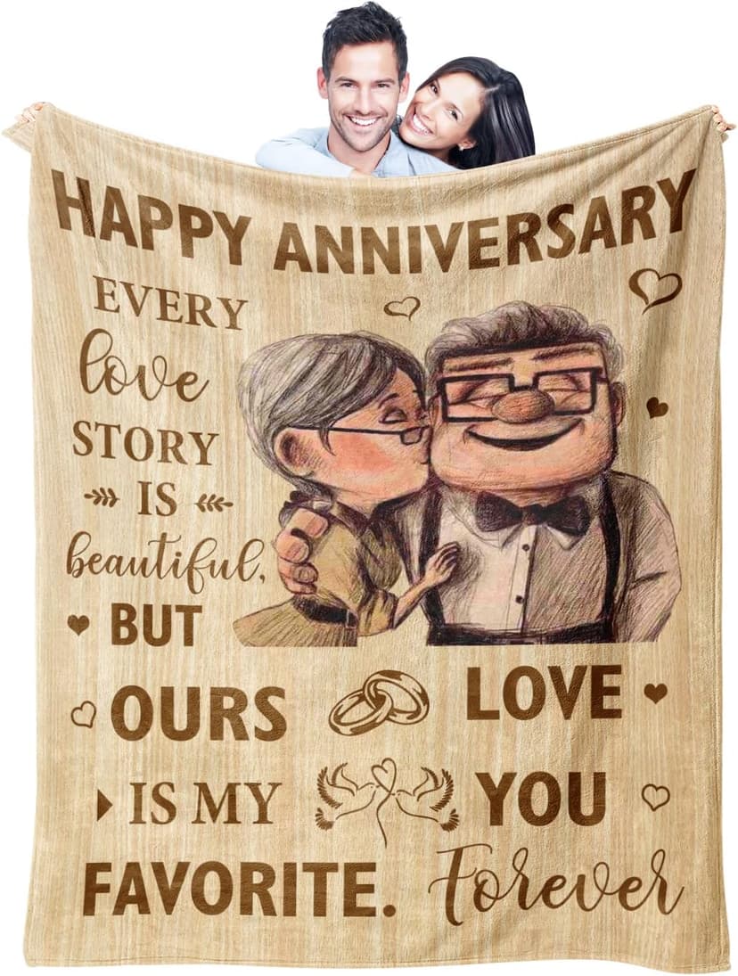Wedding Anniversary Blanket Gifts for Men Women Him Her Wife Husband, Romantic Anniversary Marriage Gift for Couple Parents Girlfriend Boyfriend, Happy Anniversary Decorations Blanket 60"X50"