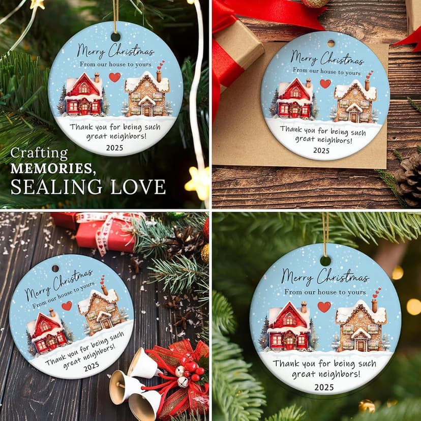 Christmas Ornaments 2025,Neighbor Gifts Merry Christmas Ornament Neighbors Gift Ideas for Neighbors Best Friends Women Boyfriend Girlfriend Xmas Tree Decor(Neighbor Ornaments)