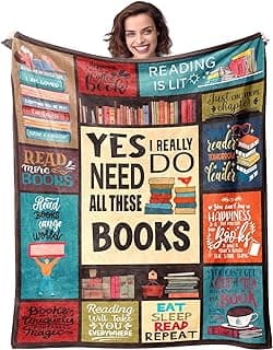Book Lover Blanket Gifts for Book Lovers - I Really Do Need All These Books Soft 50" X 60" Soft Throw Blanket - Christmas Books Themed Presents for Readers