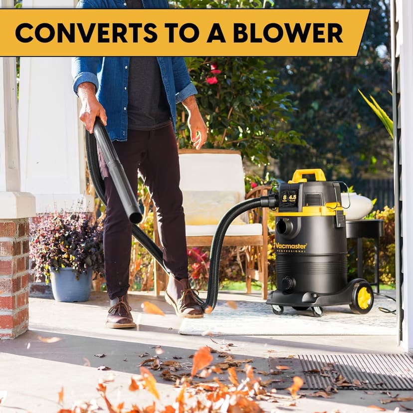 Vacmaster Professional VDK811PW 0201 8 Gallon 4.5 Peak HP Wet/Dry Vac with Self-Cleaning Filter System, 8 Gal, Black