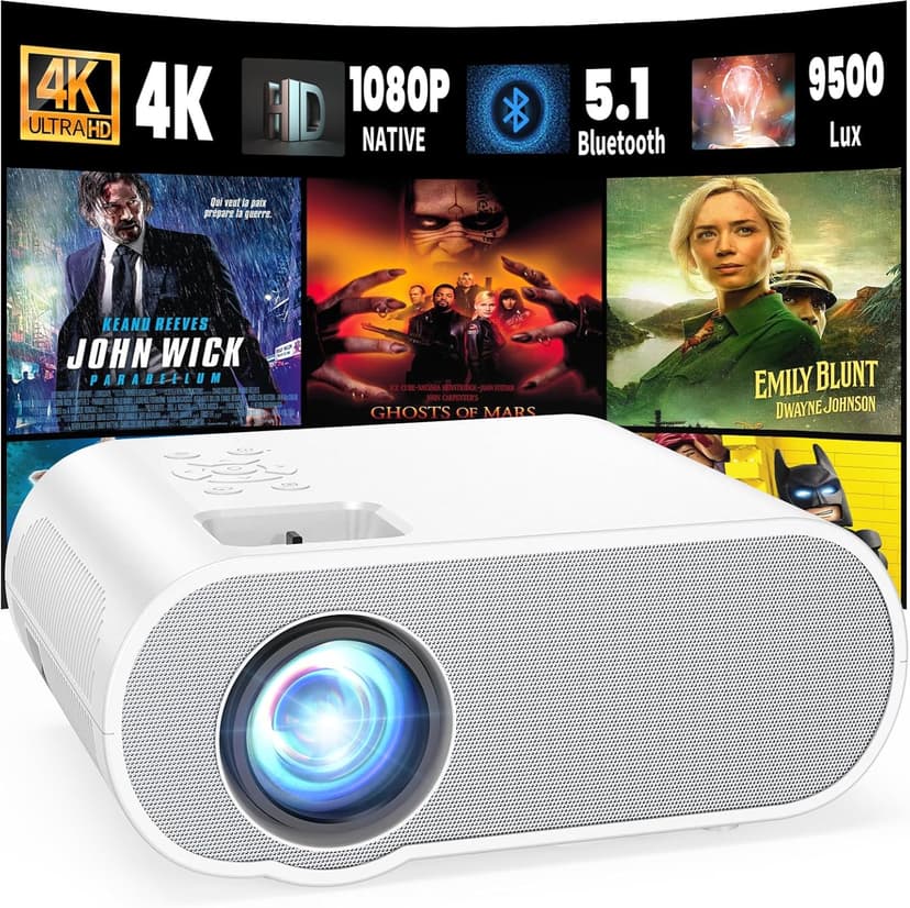 Projector, Native 1080P Full HD Bluetooth Projector with Speaker, Outdoor Portable Movie Mini Projector Compatible with Laptop, Smartphone, TV Stick, Xbox, PS5