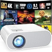 Projector, Native 1080P Full HD Bluetooth Projector with Speaker, Outdoor Portable Movie Mini Projector Compatible with Laptop, Smartphone, TV Stick, Xbox, PS5
