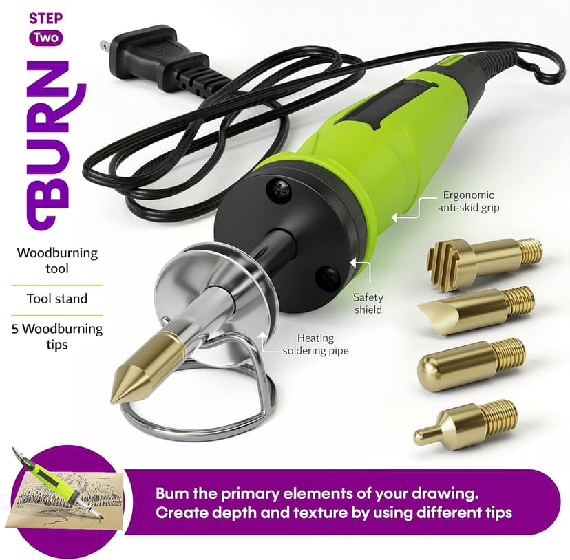 Craft Culture Beginners Wood Burning Kit for Kids, Teenage Boys & Girls - Christmas Gifts for Boy & Girl - Craft Projects Birthday Gift Idea for Children Teen Woodburning DIY Hobby Kits Art Activities