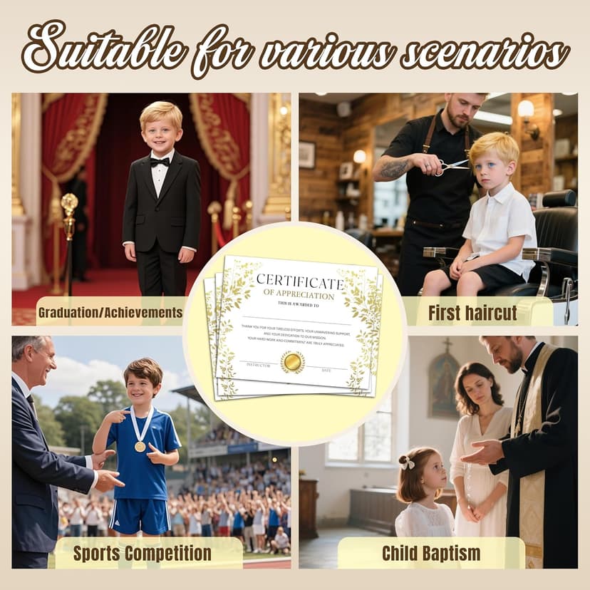 Certificate of Appreciation -25pcs, Certificates of Recognition, Thank You Gifts Certificates for Employees, Staff, Teachers, Volunteers, 8×10 Inch Award Certificate-A08