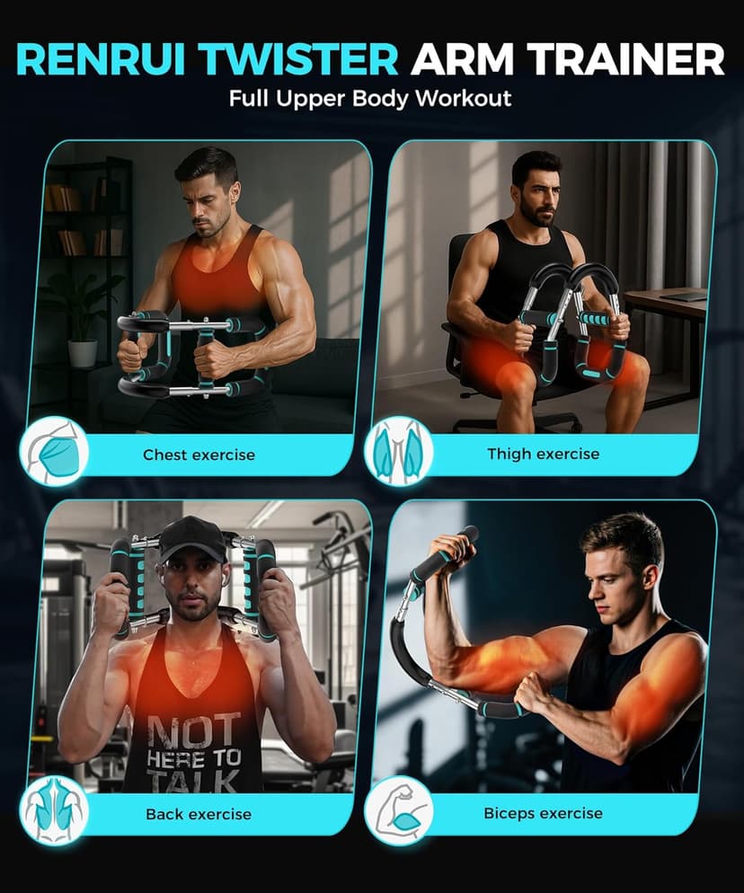Twister Arm Trainer, Adjustable 5 Resistance Levels (40-130 lbs) Chest & Arm Workout Equipment for Men & Women, Ergonomic Home Gym Strength Trainer with Anti-Slip Handles & Carry Bag