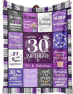 30th Birthday Gifts for Women Her, 30th Birthday Decorations for Women, 30 Year Old Gifts for Woman, Turning 30 and Fabulous - Blanket 60"X50"