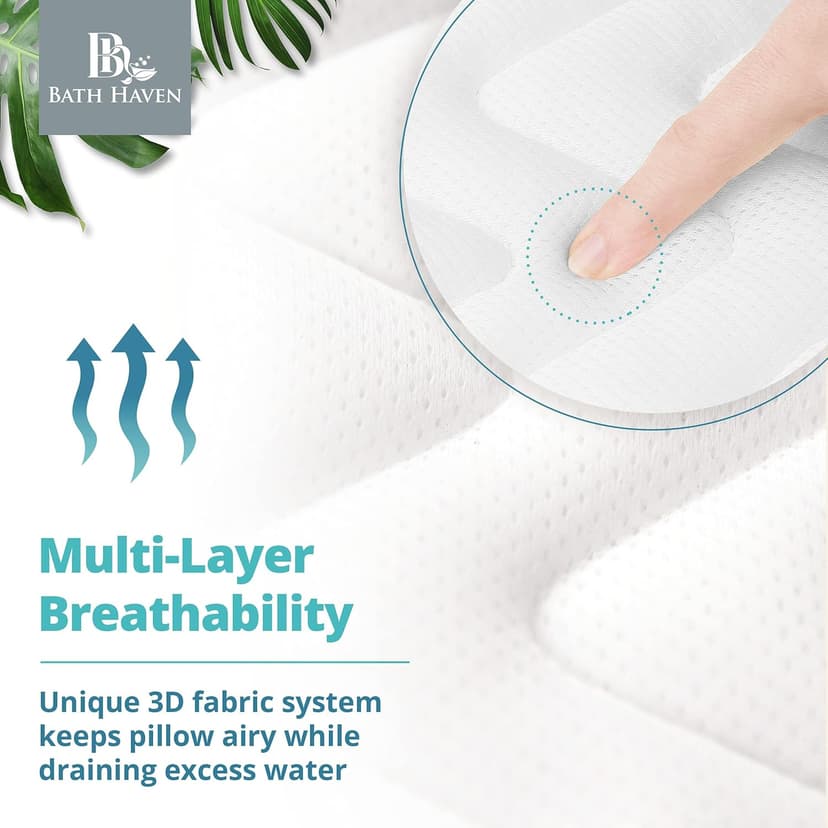 Bath Haven Bath Pillow for Bathtub - Full Body Mat & Cushion Headrest for Women and Men, Luxury Pillows for Neck and Back in Shower Tub or Jacuzzi - Powerful Suction Cups - Spa Accessories (Classic)