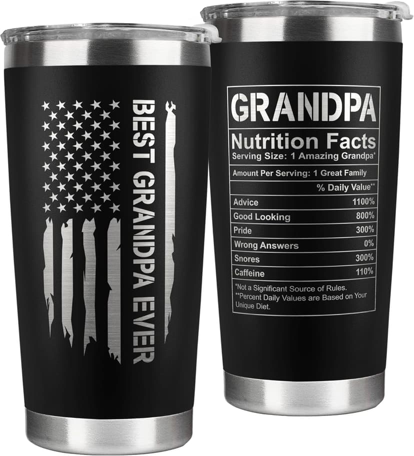 Grandpa Gifts - Grandpa Birthday Gifts from Grandchildren - Fathers Day Gift, Birthday Christmas for Grandfather - Grandfather Gift Ideas from Granddaughter, Grandson - 20 Oz Black Tumbler