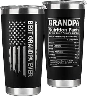 Grandpa Gifts - Grandpa Birthday Gifts from Grandchildren - Fathers Day Gift, Birthday Christmas for Grandfather - Grandfather Gift Ideas from Granddaughter, Grandson - 20 Oz Black Tumbler