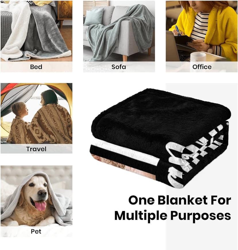 Mothers Day Birthday Gifts for Mom, Personalized Blanket with Photos to My Mom Gift from Daughter Son, Custom Blanket with Pictures Text, Birthday for Wife Grandma Women