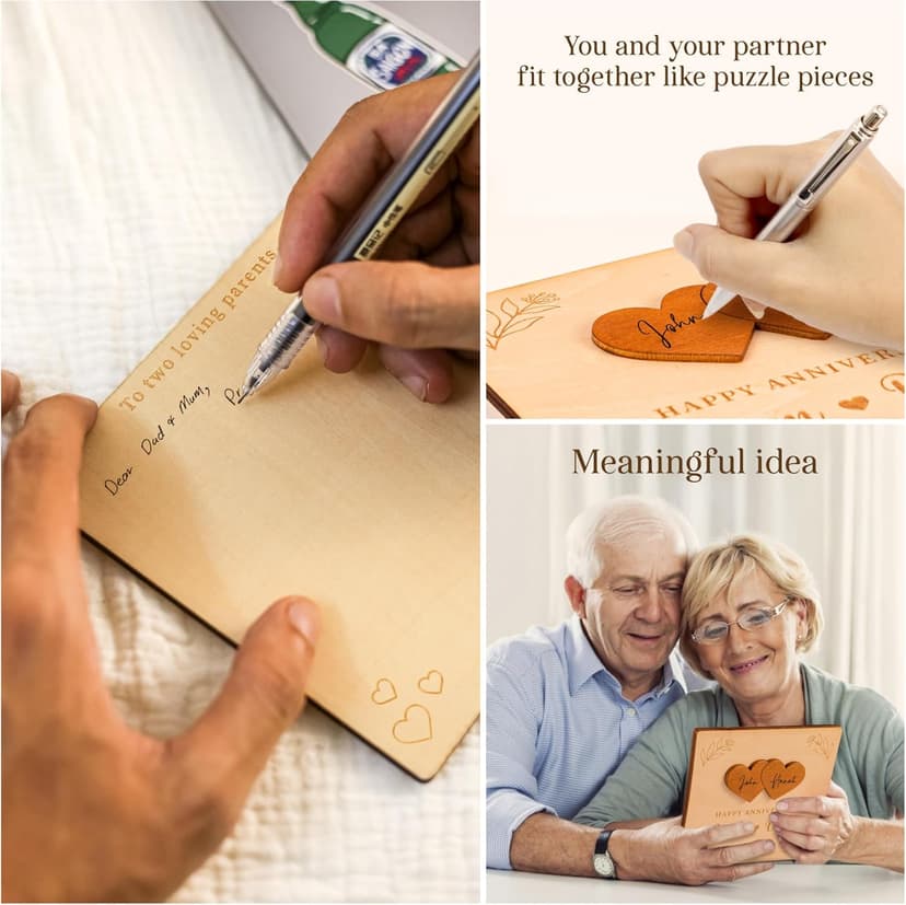 Happy Anniversary Card for Parents - Wood Parents Anniversary Card Gifts from Daughter Son, Wedding Gifts Anniversary for Parents, Anniversary Cards Gift for Mom and Dad