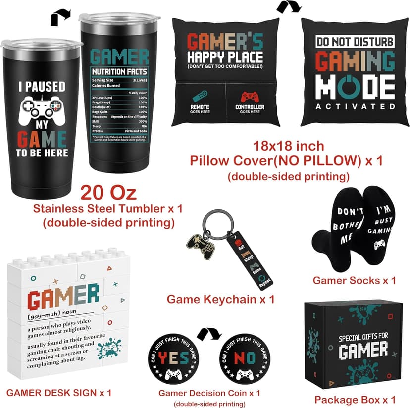 Gamer Gifts for Men Boyfriend Dad Brother, Gaming Accessories for Room, Gaming Stuff, Christmas Gifts for Friend- Gamer Gift Set Box
