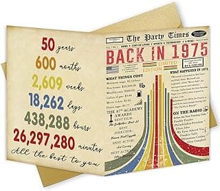 Vintage 50th Birthday Card, Happy 50th Birthday Gifts for Him Her, Funny 50 Year Old Birthday Gift Ideas for Couple, Unique 50th Birthday Decorations for Women Men