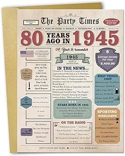 80th Birthday Card Gifts for Men Women, Retro Gifts for 80 Year Old Man Woman, 80th Birthday Decorations for Grandpa Grandma