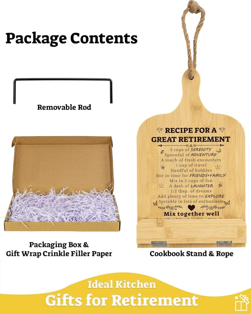 Retirement Gift for Woman, Cookbook Stand, Women Gift Ideas Cookbook Holder, Relaxation Gifts for Women, Recipe Book Stand, Cook Book Stand for Kitchen Counter, Thoughtful Gifts