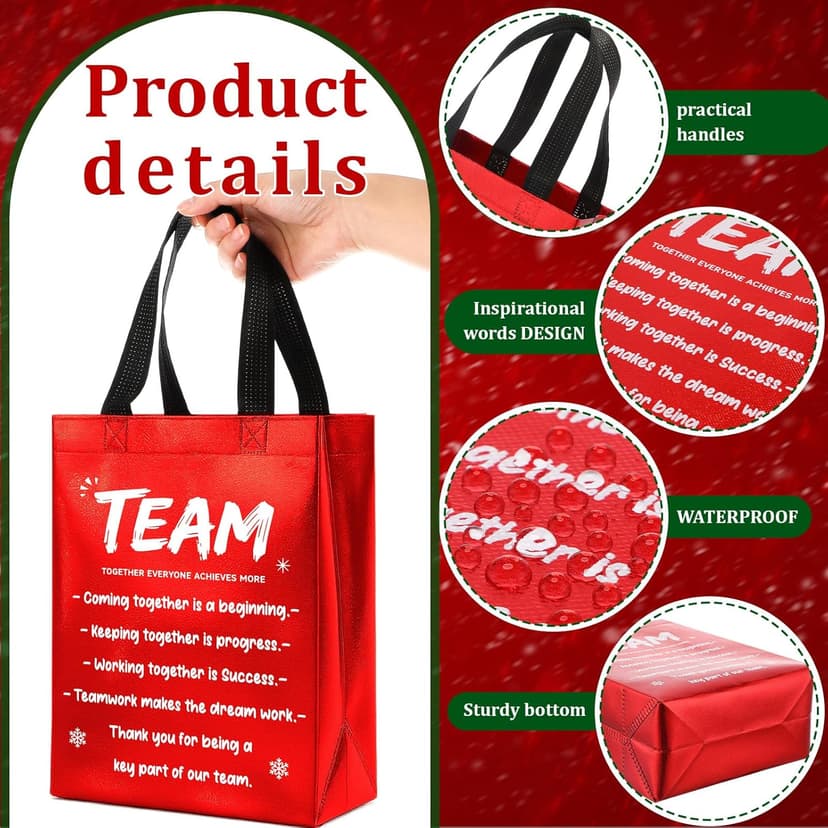 SilTriangle 30 Pcs Christmas Team Appreciation Gift Bags Bulk Xmas Green Red Bags with Handle 7.87 x 10.23 x 3.93 Inch Reusable Totes for Employees Coworker Staff Christmas Party Favors Supplies