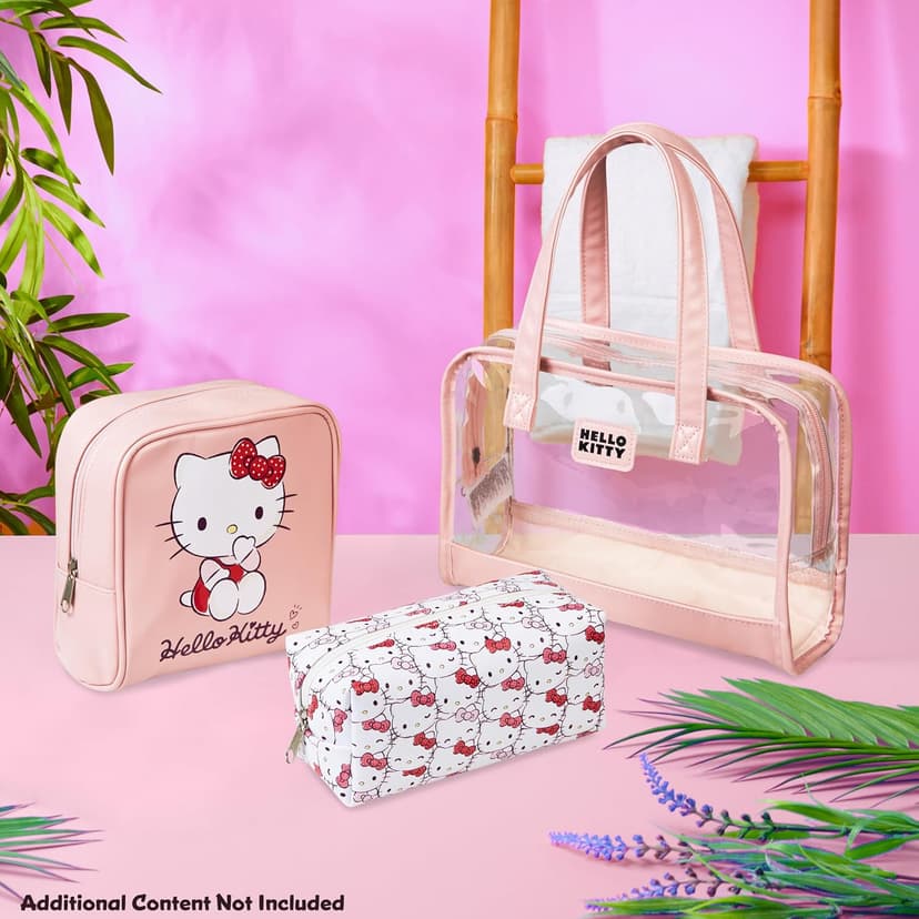 Hello Kitty Toiletry Bag and Makeup Bag Set of 3 for Women Teens Girls Zipped Cosmetics Case Kawaii Travel Essentials Anime Gifts for Her