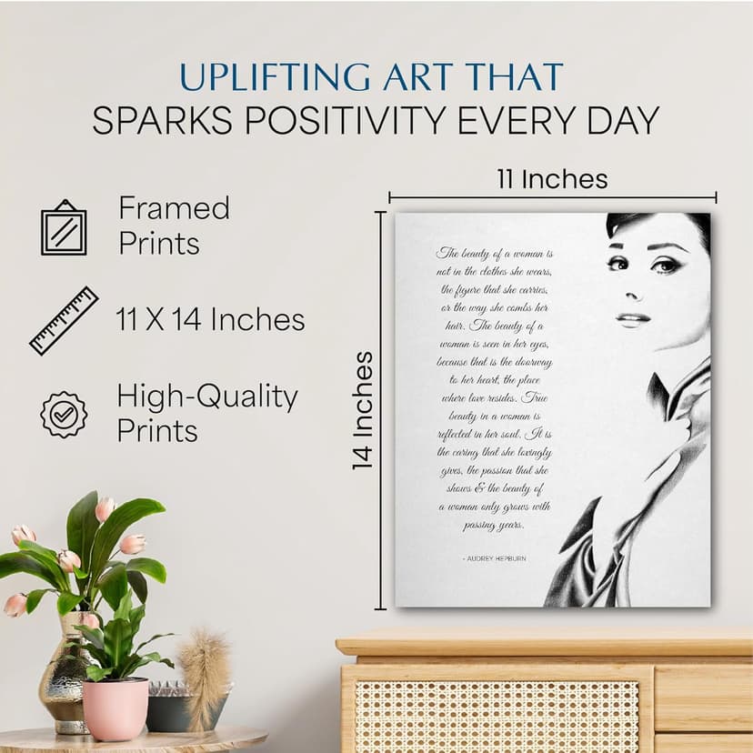 The Beauty of a Woman Wall Art Print – Famous Inspirational Quote Poster – Elegant Feminine Home Décor for Bedroom, Office, or Living Room – Meaningful Gift for Women, Mom, or Friend.11x14 Unframed