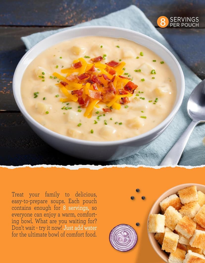 READYWISE - Simple Kitchen, Soup Favorites, Variety Pack, 8 Servings Per Pouch, Soup Mix, Family Size, MRE, Freeze Dried Food, Ready To Eat Meals, Hiking & Backpacking Food, Soup for Family, Pack of 4