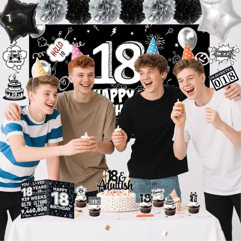 Birthday Party Supplies, Black Birthdays Decorations (18th)