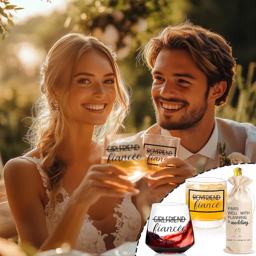 Engagement gifts for couples gifts for Newly Engaged,2025 Engagement present for Her Fiance Fiancee wine glasses for Women,Mr Mrs Gifts engaged gifts for Bridal,Women Engagement Gifts