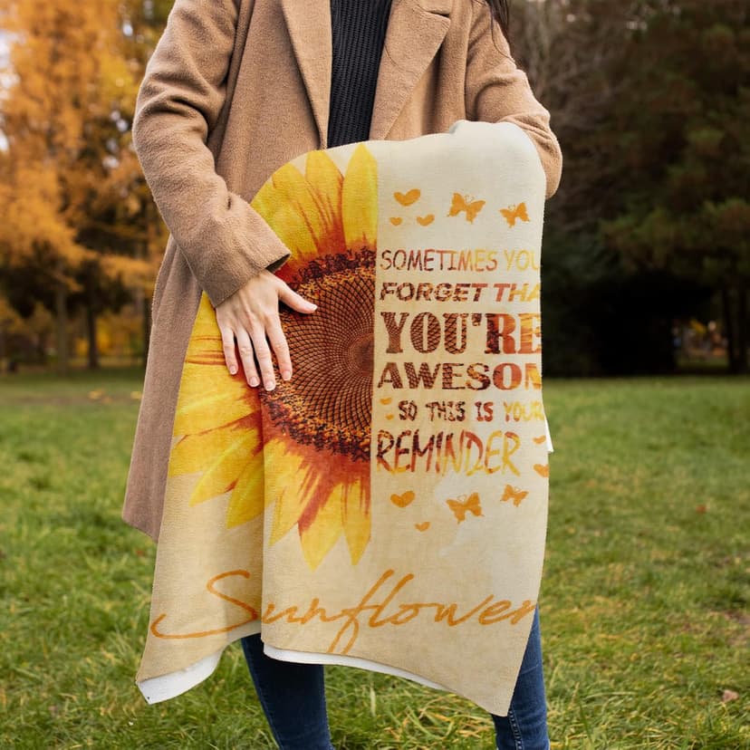 Sending Sunshine Gift, Sunflower Gifts for Women, Care Package, Birthday Gifts Box, Get Well Soon Gifts Basket Thinking of You Gift for Women, Friend, Sister, Mom with Inspirational Blanket