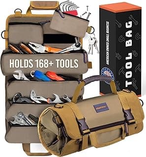 TOUGHEST Roll Up Tool Bag Organizer - 7 Pouches (3 Detachable) Compact Portable Tool Storage Box - 1680D Waterproof Small Tool Bag for Car - Gifts for Dad Mechanic Electrician