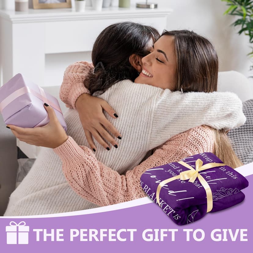 Get Well Gifts for Women After Surgery - Hug Blanket - Thinking of You Gift for Mom Friend Sister - Feel Better Inspirational Gifts for Women - Get Well Soon Gift - Purple Sunflower Blanket 50"x60"