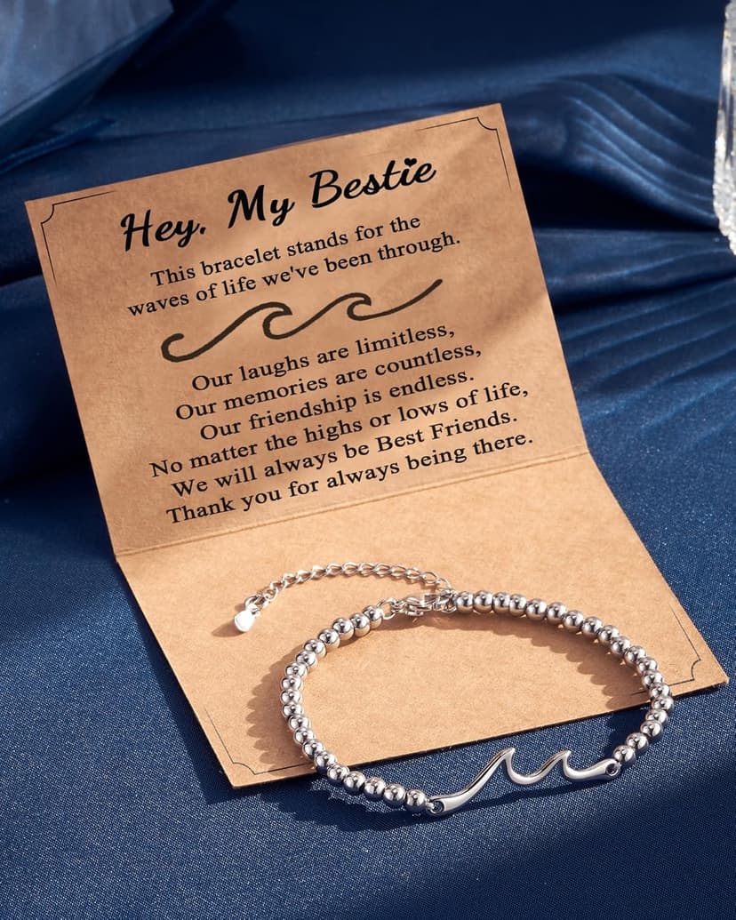 Tarsus Gift for Friends, The Waves of Life We've Through Together, Woman Friendship Gifts Idea, Wave Bracelet for Best Friend Bestie Soul Sister Birthday Gifts For Her