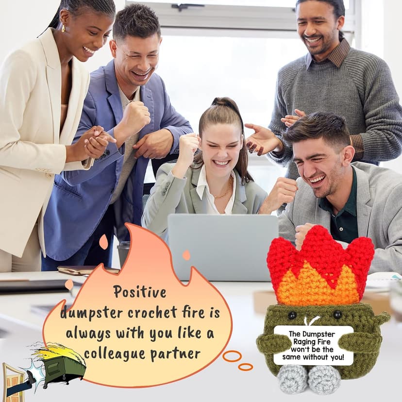 Funny Dumpster Crochet Fire, Bosses Day Gifts for Women Men Boss, Christmas Thank You Appreciation Gifts for Coworker Teacher Friend, Birthday Retirement Farewell Moving Going Away Gift Desk Decor