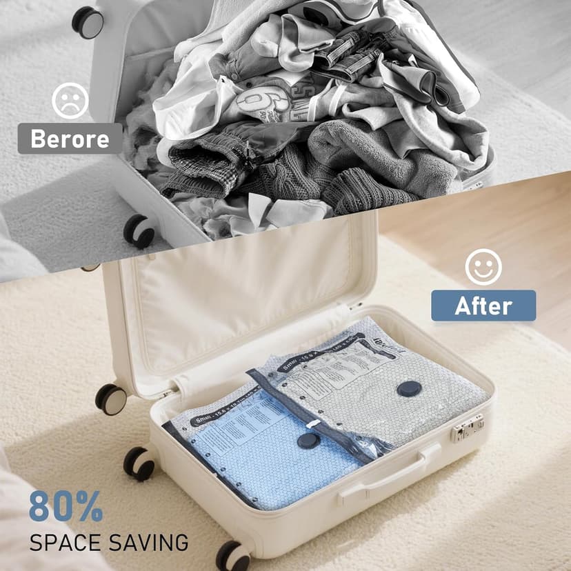 20 Pack Travel Vacuum Storage Bags with Rechargeable Electric Pump, Compression Packing Seal Bag for Luggage and Suitcase, 5 Small + 5 Medium + 5 Large + 5 Jumbo Space Saver Bags for Clothing Travel