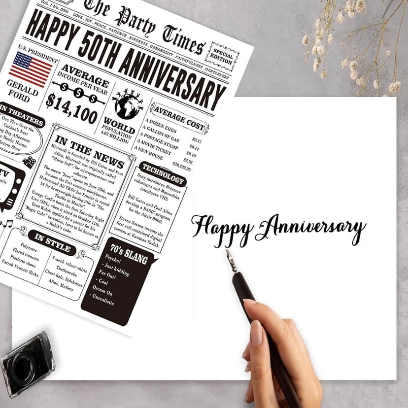 Happy 50th Anniversary Card Gifts for Women Men, Jumbo 50th Wedding Anniversary Cards Gift for Husband Wife, Retro 50 Year Old Anniversary Decoration for Couple