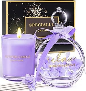 Mothers Day Gifts for Mom Daughter, Birthday Valentines Christmas Stocking Stuffer Gift Box for Women Wife Girlfriend Sister Best Friends Teachers, Violet Candle Gift Set, Self-Care Gifts for Her