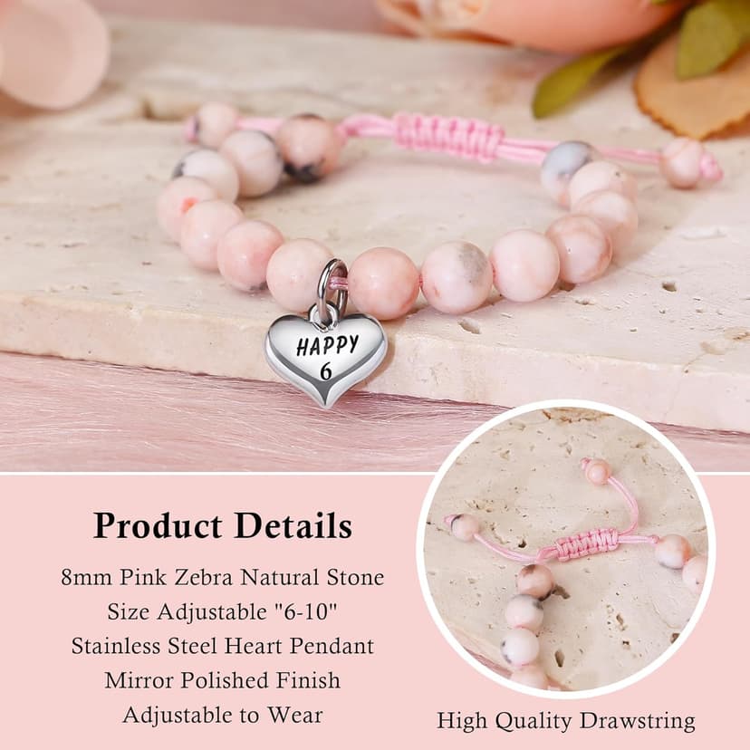 Sereney Birthday Gifts for Girls, Beaded Bracelets as 1 3 4 5 6 7 8 9 10 11 12 13 15 16 Year Old Birthday Gift, Adjustable Stone/Pearl Bracelet as Happy Birthday Gifts for Daughter Granddaughter Niece