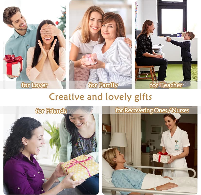 LAIDANLA Crochet Flower Potted, Pink Small Handmade Knitted Flowers Lilly of The Valley for Desk, Christmas Appreciation Birthday Gifts for Women Mom Sister Grandma Coworker Friend Teacher