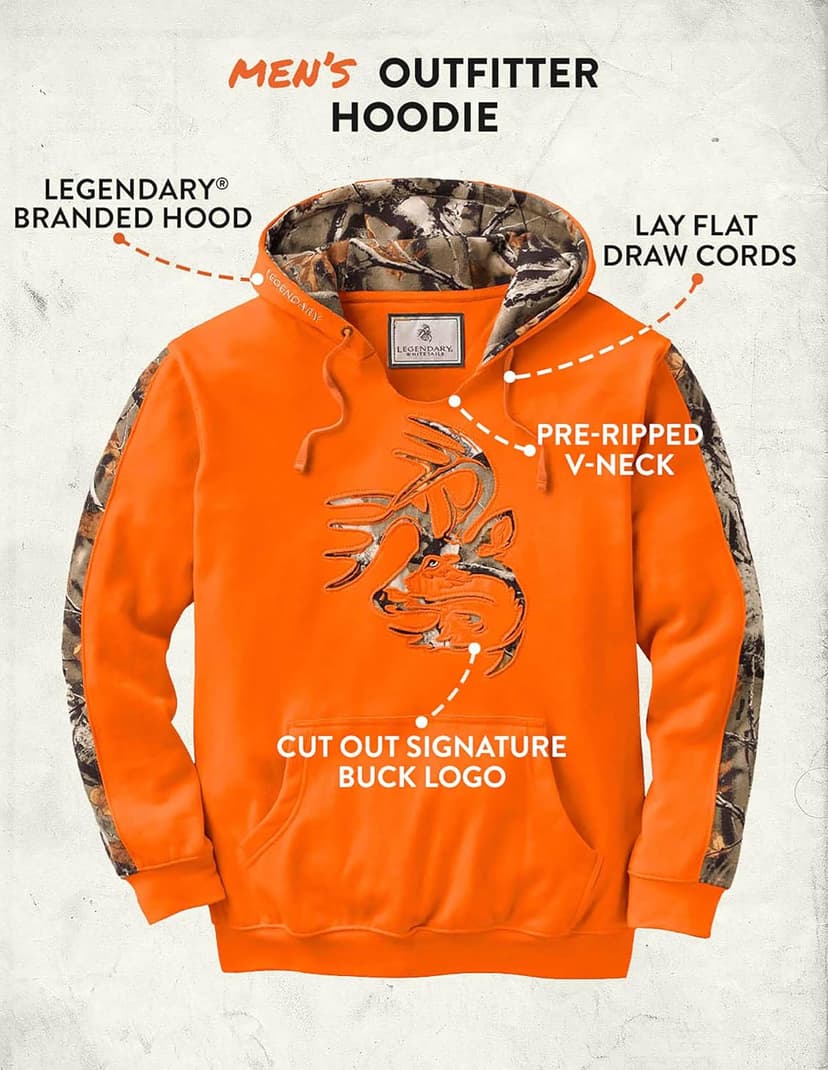 Legendary Whitetails Men's Camo Hoodie Pullover Sweatshirt Midweight V-Neck Design