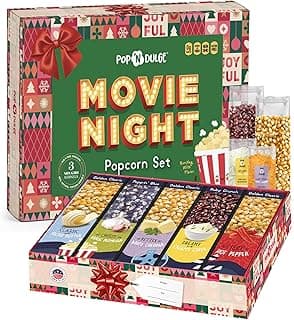 Movie Night Gift Baskets Popcorn Gifts for Christmas Holiday Gift Christmas Gift Sets, 5 Gourmet Popcorn Kernels and 5 Popcorn Flavoring, Non-GMO Popcorn Gifts - 10 Pack