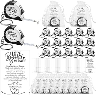 25 Sets Wedding Favors for Guests Tape Measure Keychains with Cards Gift Bags for Bridal Shower Wedding Party Souvenirs