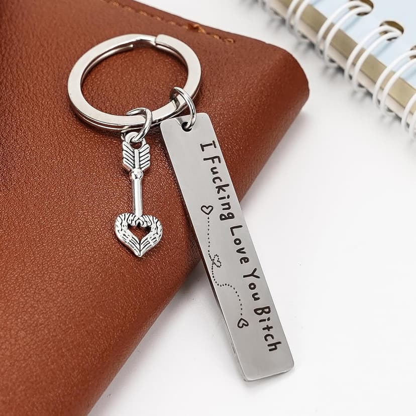 Best Friend Keychain for Women, Stainless Steel Key Chain Engrave I Fking Love You Bith Birthday Christmas Friendship Gift for Bestie Best Friends Female Bff